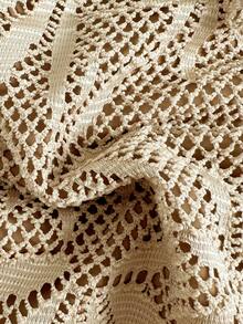 Swim Chiccia Spring/Summer Knit Jacquard Wireless Spaghetti Strap Backless High Cut One-Piece Swimsuit, Elegant Beach Holiday Style - Brown - View 8