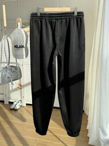 SHEIN EZwear Plus Drawstring Waist Slant Pocket Joggers - Black - View 2