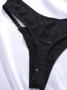 MidnightGlam Women's Fashion Sexy Rhinestone Embellished Asymmetrical G-String, Rave, Lingerie For Women,Sexy,Valentine's Day,Wedding - Black - View 4