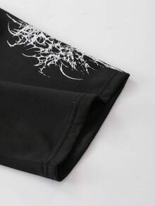 ROMWE MEN Goth Spring/Summer Casual Graphic Men'S Casual Crew Neck Creative Printed Short Sleeve T-Shirt, Loose Fit - Black - View 6