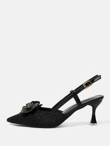 CUCCOO HITCHD Sandalias de tacón alto con punta puntiaguda y sin talón, adecuadas para la oficina y el transporte - Negro - Ver 2