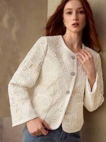 MOTF PREMIUM DELICATE HOLLOW-OUT EMBROIDERY JACKET, SPRING/SUMMER - White - View 6