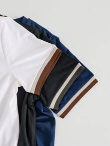 SHEIN 3件套 青少年男童宽松休闲圆领印花短袖T恤 - 藏蓝色 - 查看 5