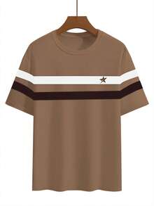 Manfinity Homme Plus Size Men's Striped Crew Neck Short Sleeve Casual T-Shirt - Multicolor - View 4