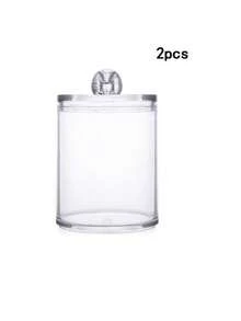 1/2/3/4/6pcs  Transparent Storage Box For Cleaning Rod, Round Pad And Dental Floss Pick - 10oz Clear Plastic Jar Set, Suitable For Bathroom And Dressing Table Storage And Organization, Black Night Stand Makeup Storage Box,Living Room Decor Pen Holder Storage Box - Clear - View 11