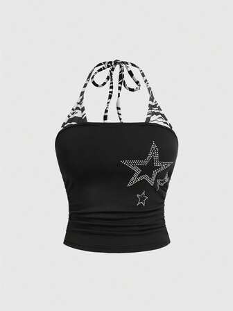 J-Fashion Canotta da donna Shibuya Gyaru Y2K 2 in 1