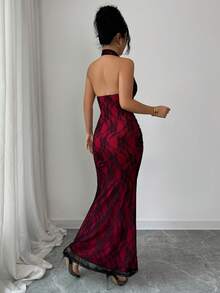 Rafferiza 优雅蕾丝露背派对连衣裙，适合派对叠穿