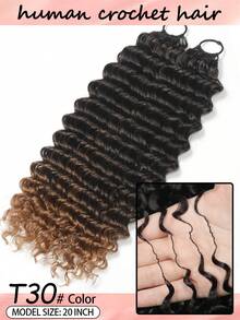 Boho Braids 100%真人发丝，深波浪羽毛线波西米亚风钩编发，真人发沙龙级丝滑无痕隐形接发，适合发量较少的女性，微环预编真人发接发 - SNATURAL/30 - 查看 3