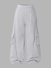 Vacaura بنطلون كاجوال مستقيم الساق مع جيوب كارجو مناسب للأولاد المراهقين، مناسب للخريف/الشتاء، للارتداء اليومي، الحرم الجامعي، التجمعات الكاجوال، والخروجات - رمادي - مشاهدة 3