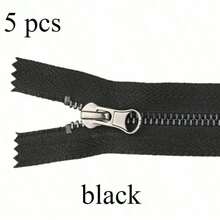 5条装单拉/双拉闭口金属拉链 #5，多种颜色可选，适用于服装裁剪和缝纫工艺 - 闭口设计，单拉/双拉黄铜拉链头，适用于夹克和手工艺品 - 黑色、金色、银灰色 - 5# 金屬 - 查看 63
