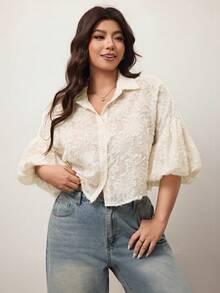 Enliva Áo kiểu cut-out dành cho nữ Plus Size, Bộ sưu tập mùa thu mới về trường - Màu be - Xem 7