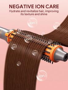 JMMO 3-IN-1 Hot Hair Brush, Rotating Hair Brush Styling Volumizing Curling Sleeking In One Step, 8 Temperatures, Negative Ion-EU Plug - EU C Type Plug(220-240V) - View 5