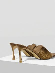 MOTF PREMIUM WOMEN BRAID SQUARE TOE HEELED SANDALS FOR CHRISTMAS - Brown - View 8