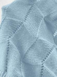EMERY ROSE Women's Loose Casual Round Neck Drop Shoulder Long Sleeve Knitted Sweater Dress, Autumn/Winter - Baby Blue - View 5