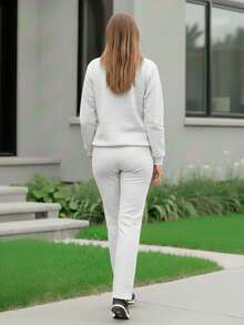 Conjunto Deportivo Mujer Sudadera + Pants Jogger Acampanado - Beis - Ver 3