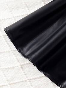 SHEIN 这款优雅的黑色晚礼服专为少女设计，适合春、秋、冬三季穿着。针织上衣饰有珍珠，裙摆则采用蓬松的皮革滚边。高腰蝴蝶结细节为整体造型锦上添花，打造出甜美而精致的风格，适合宴会和派对等场合。 - 黑色 - 查看 4