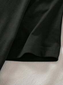 Manfinity Dauomo 男士休闲时尚街头日常通勤趣味猴子标语印花短袖黑色T恤，夏季 - 黑色 - 查看 3