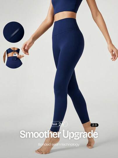 GLOWMODE 24 英寸 FeatherFit™ 保持经典无缝高腰持久舒适后袋紧身裤低冲击瑜伽