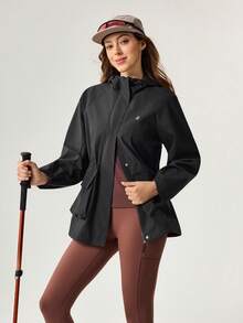 OutZeal Women Outdoor Jacket Hiking Camping Water-Resistant Drawstring Waist With Flap Pockets - Black - View 7