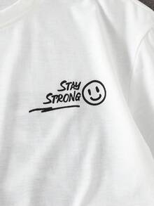 Coolqubz Summer Boys' Street Fashion Casual Versatile Letter Graphic Print Loose Knit Short Sleeve T-Shirt - White - View 6