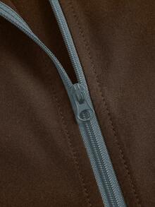 TaskEZ Plain Color Raglan Sleeve Zipper Front Pocket Scrub Uniform Jacket Brown Jacket Womens Jacket Scrub Jacket Fleece Jacket Women Cover Up Jacket - Coffee Brown - View 4