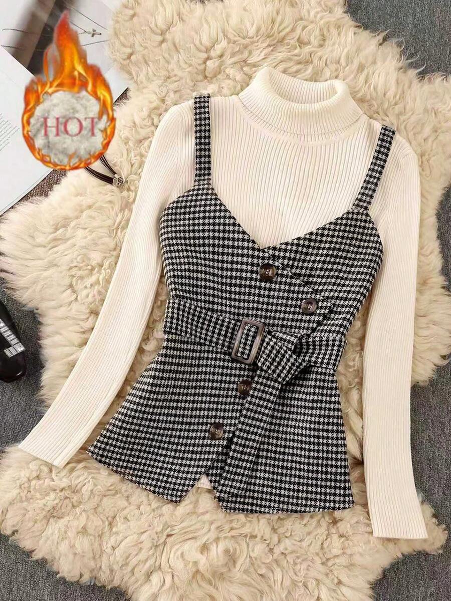 Franclia 女士新款格子图案背心