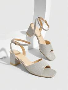 CUCCOO SZL 方头优雅夏季时尚高跟凉鞋 - 銀色 - 查看 1