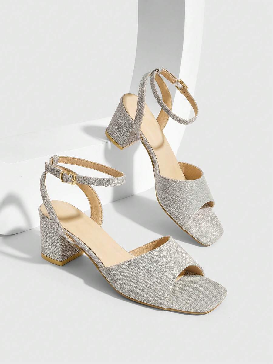 CUCCOO SZL 方头优雅夏季时尚高跟凉鞋 - 銀色 - 查看 1