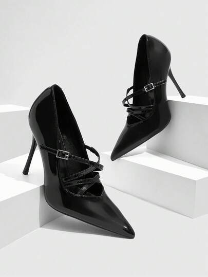 CUCCOO SZL 女士优雅派对搭扣尖头高跟鞋