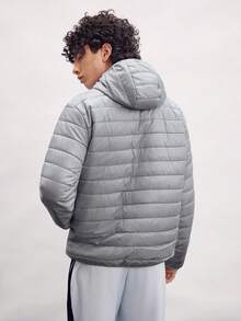 Open Phase 1 Stück leichte Herren Kapuzenjacke mit Polsterung, einfarbige Daunenjacke, Lässig Pendler, Outdoor Sport, klassisch vielseitig, Herbst/Winter INS, Alltags-Kombinationen, Geschenk für Freund/Ehemann - Hellgrau - Übersicht 3