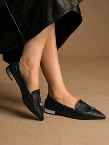 Rosivie Pantofi sport damă cu vârful ascuțit, casual și versatili, cu plată - Negru - Vizualizare 5