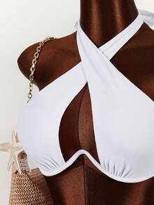 Amplova Women's Swimsuit Set, White Steel Cup Sexy & Avant-Garde 2 Pieces, Suitable For Vacation