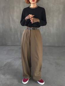 FRIFUL 纯色拼接薄纱波点网眼宽松休闲百搭T恤