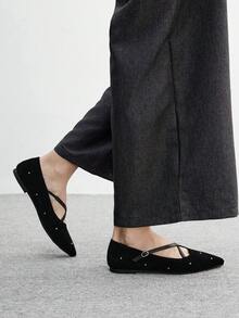 CUCCOO BIZCHIC 女士搭扣设计时尚百搭休闲平底鞋 - 黑色 - 查看 4