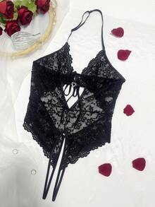 DrisQ 蕾丝拼布心形扣男士性感内裤 - 黑色 - 查看 1