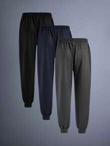 Driftmere 男士休闲运动抽绳裤三件套，薄款弹力透气简约针织运动裤，春夏皆宜 - 彩色 - 查看 3