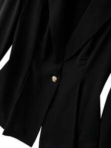 GlowEve CURVE 大码女士优雅纯色翻领单排扣外套搭配花卉提花A字裙套装，适合返校、毕业典礼、情人节、音乐节、母亲节、万圣节、感恩节、复活节、国庆节、晚宴、约会派对、婚礼季、户外郊游等场合。 - 黑色 - 查看 8