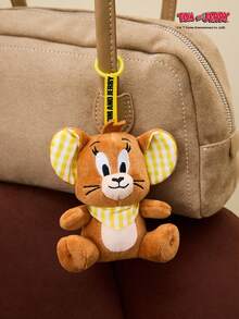 TOM & JERRY X Joivida Classic Jerry Plaid Series Plush Keychain - Adorable Mouse Design, Soft Fuzzy Pendant For Bags & Keys - Brown - View 2