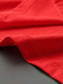 Camiseta de manga corta con cuello redondo, Moda, Shine, Camisa comosa y suave ideal para regalo, celebrar, intercambio - Rojo - Ver 3