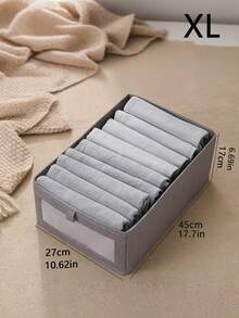 1-2 Packs Fabric Storage Box/Wardrobe Organizer With Viewing Window - Grey - View 10