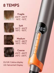 HAIR | 3-In-1 Ionic Hair Curler/Straightener/Brush, Ceramic Tourmaline Ionic Hair Curling Wand For All Hair Types-EU Plug - EU C Type Plug(220-240V) - View 3