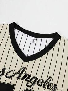 SHEIN ChillGRL 2pcs/Set Casual & Fashionable Teen GirlNumber Graphic V-Neck Short Sleeve Top And Wide Leg Sweatpants Set - Multicolor - View 3