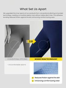 GLOWMODE 24 英寸 FeatherFit™ 保持经典无缝高腰持久舒适后袋紧身裤低冲击瑜伽 - Dark Blue - 查看 2