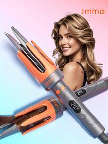 JMMO 头发一键式即时卷发器，电动自动卷发器，32 毫米大波浪卷发，4 档可调节温度，快速加热和双向旋转，自动关闭，防烫伤，卷发用于发型设计毕业生日假期毕业生日假期假期夏季秋季女性化妆化妆品婚礼派对海滩旅行露营户外学校校园，易于使用 - 欧盟插头