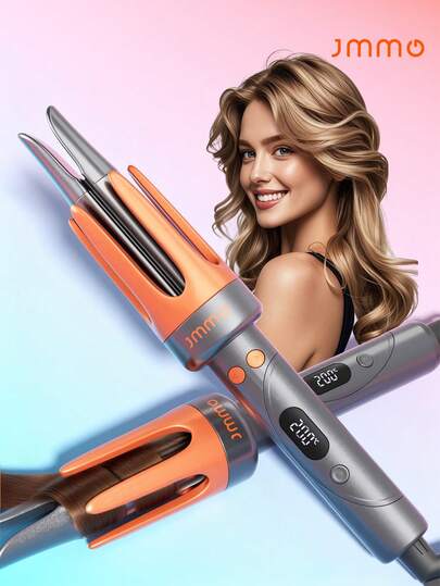 JMMO 头发一键式即时卷发器，电动自动卷发器，32 毫米大波浪卷发，4 档可调节温度，快速加热和双向旋转，自动关闭，防烫伤，卷发用于发型设计毕业生日假期毕业生日假期假期夏季秋季女性化妆化妆品婚礼派对海滩旅行露营户外学校校园，易于使用 - 欧盟插头
