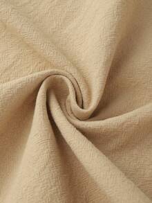 SHEIN Franclia 女士休闲宽松落肩衬衫裙，侧开衩，长款 - 卡其色 - 查看 3