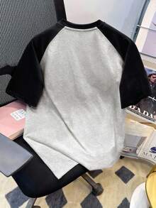 Manfinity Joysei Áo thun tay Raglan họa tiết hoa xám nhạt màu đen và xám tương phản dành cho nam, họa tiết mèo dễ thương - Nhiều màu - Xem 5