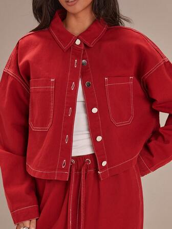 Athîral 女士休闲红色牛仔衬衫