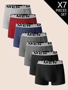 Manfinity Underwear&Sleepwear Basics 7条装男士纯色舒适修身平角内裤 - 彩色 - 查看 1