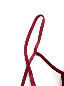 Bow Front Floral Lace Crotchless Teddy Bodysuit Lingerie - Burgundy - View 5